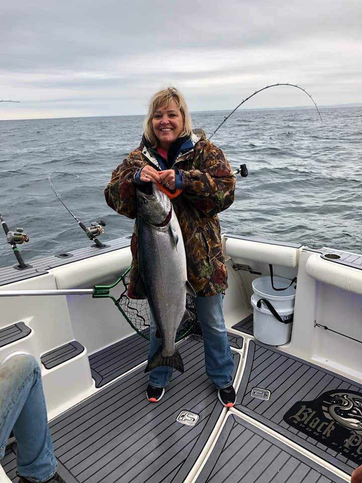 Caught Salmon in the Waters of Michigan